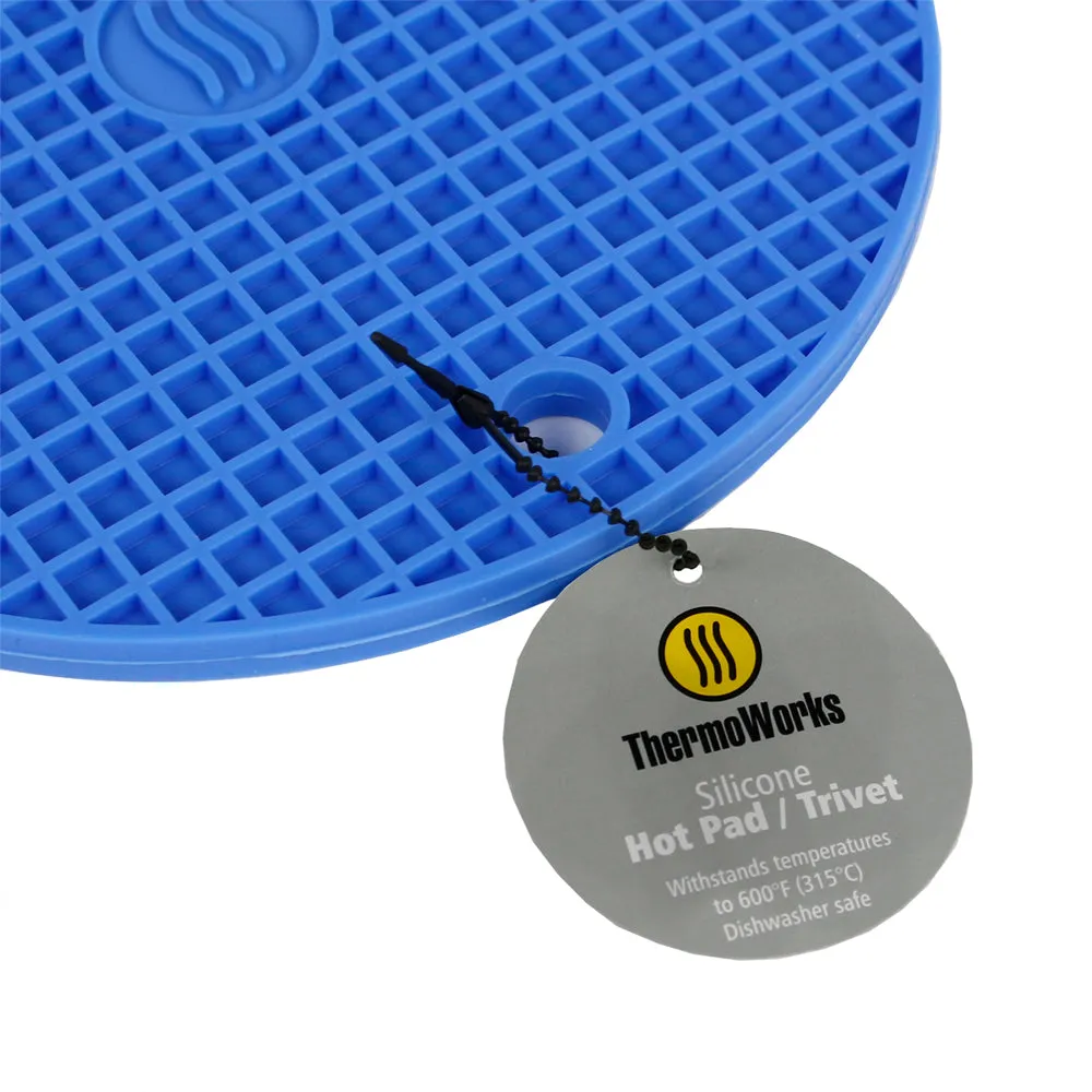 ThermoWorks Hi-Temp Non-Slip Silicone Hotpad/Trivet 600°F, 7 Inch BPA Free Blue