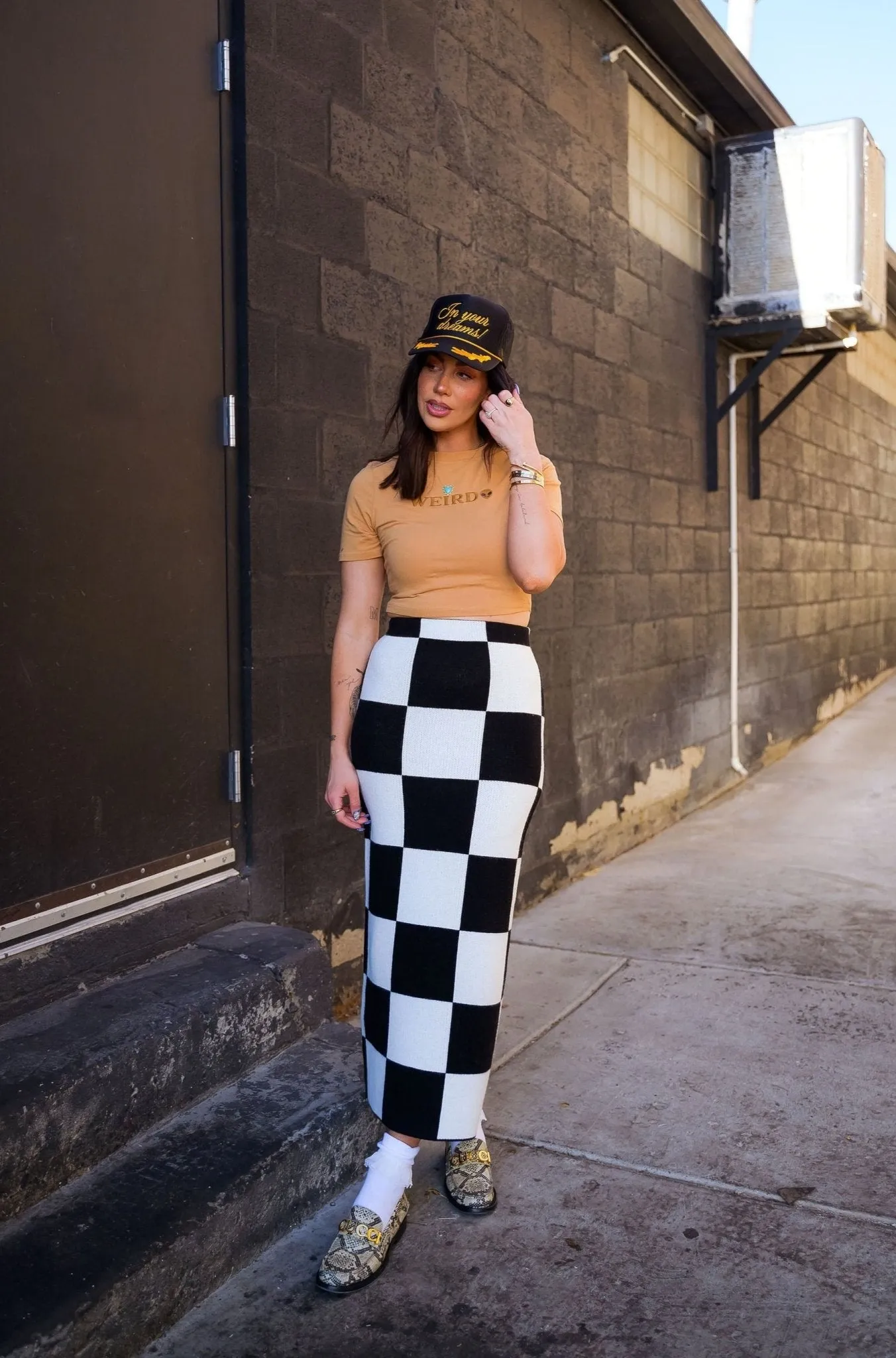 To The Stars Knit Skirt in Checkerboard