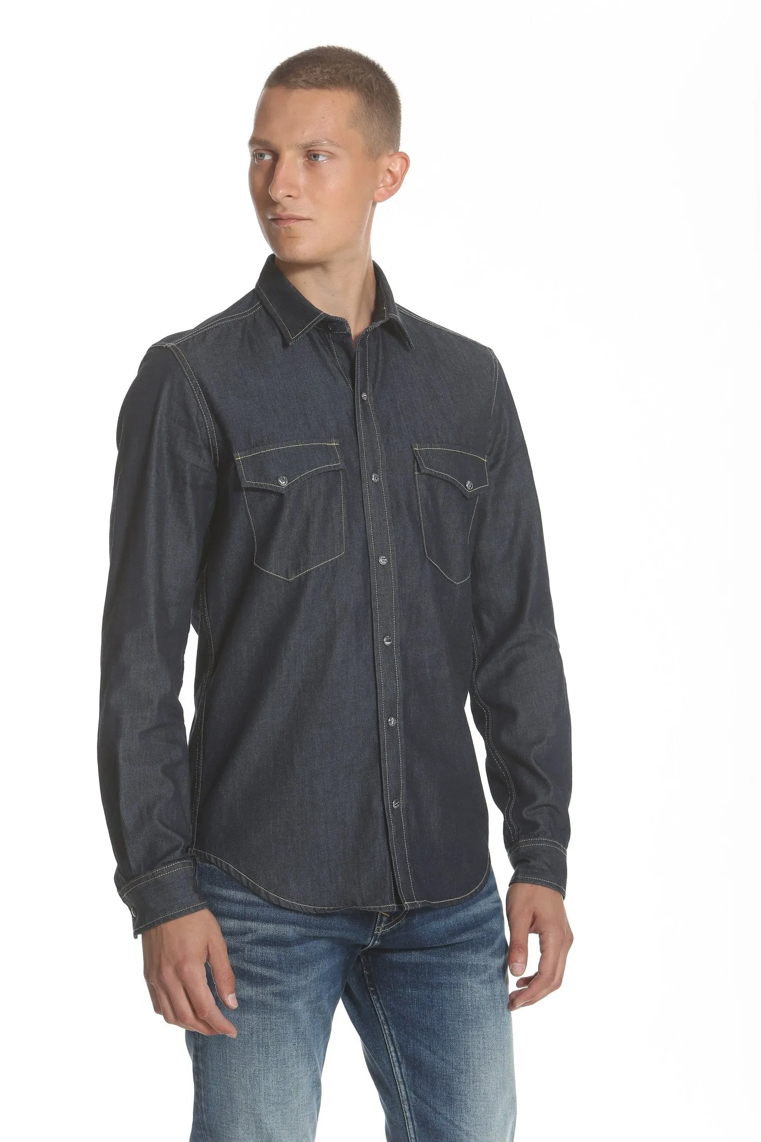 Western Denim Shirt - Dark Indigo