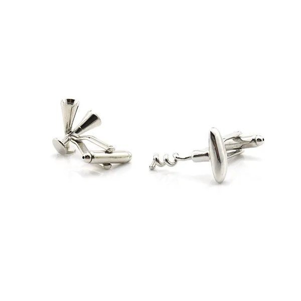 Wine Bottle Opener & Champagne Cup Cufflinks