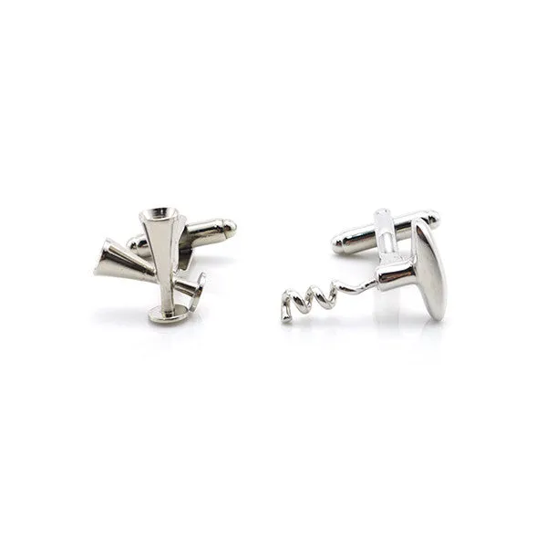 Wine Bottle Opener & Champagne Cup Cufflinks